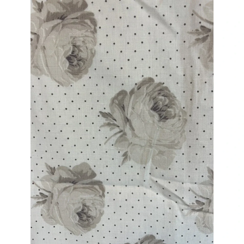 Martex Vintage Full Size Sheets & Pillowcases Polkadot & Roses‎ Cream / Brown